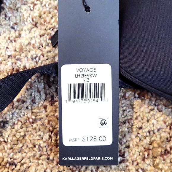 Karl Lagerfeld Paris Amour Voyage Logo Belt bag in black with KL image NWT - Picture 7 of 8